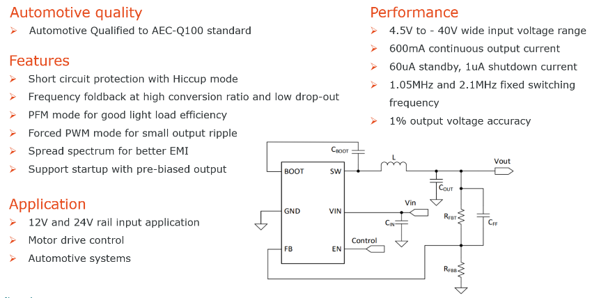 Product preview: NEX40400/Q100 600 mA DC/DC converter